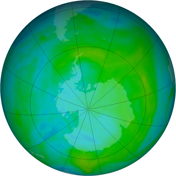 Antarctic ozone map for 16 February 1983